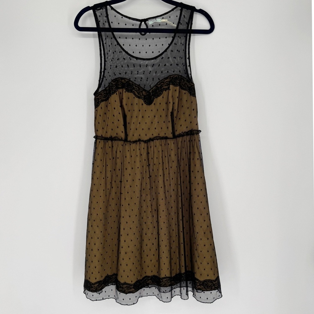 Kimchi Blue Babydoll Dress Sz 2 Gold Black Lace Mesh Whimsigoth Goth Y2K Party